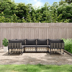 Maison Chic Salon de jardin 6 pcs + coussins - Mobilier/Meubles de jardin - Table et chaises d'extérieur anthracite résine tressée -MN54248