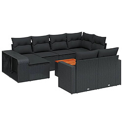 Maison Chic Salon de jardin 11 pcs avec coussins, Ensemble Tables et chaises d'extérieur noir résine tressée -GKD645136