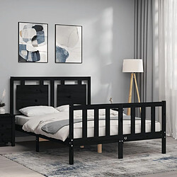 Avis Maison Chic Lit adulte - Cadre Structure de lit avec tête de lit Contemporain noir 120x200 cm bois massif -MN43922