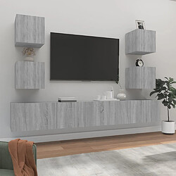 Maison Chic Ensemble de meubles TV 6 pcs | Banc TV Moderne pour salon | Meuble de Rangement - Sonoma gris Bois d'ingénierie -MN58752