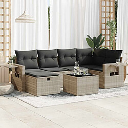 vidaXL Salon de jardin avec coussins 7 pcs gris clair résine tressée