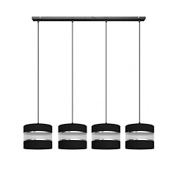 Helam Suspension Helen Tissu,Fer Argent,noir 4 ampoules 115cm