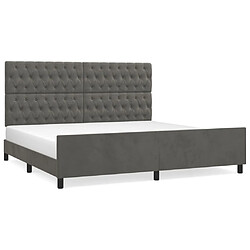 Maison Chic Lit adulte - Cadre Structure de lit avec tête de lit Contemporain Gris foncé 200x200 cm Velours -MN11908