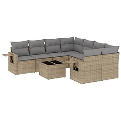 vidaXL Salon de jardin avec coussins 9 pcs beige résine tressée