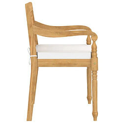 Maison Chic Lot de 4 Chaises Batavia et coussins | chaises Relax d'extérieur Bois de teck solide -GKD24711 pas cher