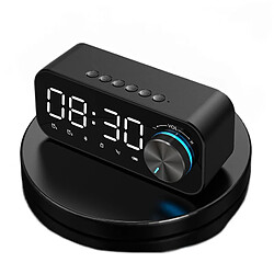 Universal Haut-parleur sans fil Bluetooth Portable Basse de bureau Subwoofer Horloge Haut-parleur Haut-haut-parleur Musique en plein air HiFi TF FM Radio avec LED Light | Haut-parleurs portables (Noir)