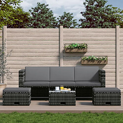 Maison Chic Salon de jardin 4 pcs + coussins - Mobilier/Meubles de jardin - Table et chaises d'extérieur Résine tressée Gris -MN28836