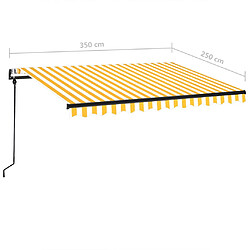 vidaXL Auvent rétractable automatique 350x250 cm Jaune et blanc pas cher