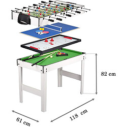 Leomark Table 4 jeux en 1 - billard, babyfoot, hockey de table et ping-pong pas cher