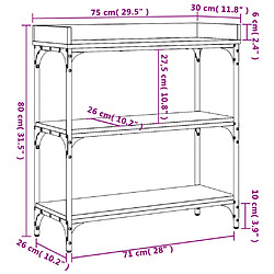 vidaXL Table console avec étagères chêne marron 75x30x80 cm pas cher