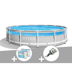 Kit piscine tubulaire Intex Prism Frame Clearview ronde 4,27 x 1,07 m + 6 cartouches de filtration + Aspirateur