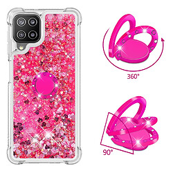 Coque en TPU Antichoc aux sables mouvants à motifs avec béquille en forme d'anneau Coeurs roses pour votre Samsung Galaxy A22 4G (EU Version)