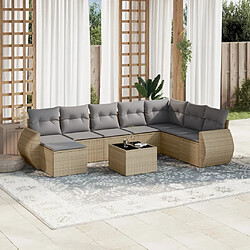 Maison Chic Salon de jardin avec coussins 9 pcs | Ensemble de Table et chaises | Mobilier d'Extérieur beige résine tressée -GKD46027