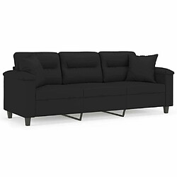 Maison Chic Canapé 3 places avec oreillers,Sofa de Salon,Canapé droit noir 180 cm tissu microfibre -GKD992421