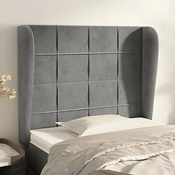 Maison Chic Tête de lit scandinave avec oreilles,meuble de chambre Gris clair 83x23x118/128 cm Velours -MN61927