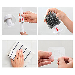 Avis Universal Ensemble de nettoyage de toilette en silicone brosse à vaisselle de toilette avec poignée porteur sol debout toilette wc mural porte-brosse(Le noir)