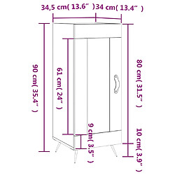 vidaXL Buffet Sonoma gris 34,5x34x90 cm Bois d'ingénierie pas cher