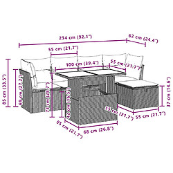 vidaXL Salon de jardin avec coussins 6 pcs beige résine tressée pas cher