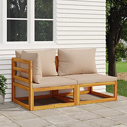 vidaXL Salon de jardin avec coussins 2 pcs bois massif acacia