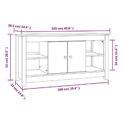 vidaXL Meuble TV Marron miel 103x36,5x52 cm Bois de pin massif pas cher