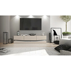 Avis Mpc Meuble TV Avec Socle Blanc et gris Sable Haute Brillance (178 X Variable X 39 Cm)