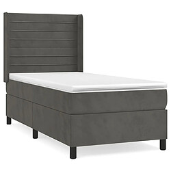 Maison Chic Lit Adulte - Lit simple Lit à sommier tapissier et matelas moelleux - Meuble de Chambre - Gris foncé 90x190 cm Velours -MN55413