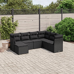 Maison Chic Ensemble Tables et chaises d'extérieur 7pcs avec coussins,Salon de jardin noir résine tressée -GKD383982