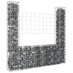 vidaXL Panier de gabion en forme de U avec 2 poteaux Fer 140x20x150 cm