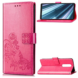 Wewoo Housse Coque Étui en cuir Lucky Clover Pressed Flowers pour Sony Xperia 1 / XZ4, avec support et emplacements pour cartes, porte-monnaie dragonne (Rose Rouge)