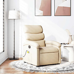 vidaXL Fauteuil de massage inclinable Crème Tissu