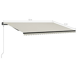 vidaXL Auvent rétractable automatique 600x300 cm Crème pas cher