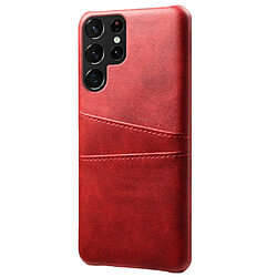 Coque en TPU + PU anti-rayures avec porte-cartes rouge pour votre Samsung Galaxy S22 Ultra 5G