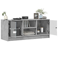 Acheter vidaXL Meuble TV avec portes en verre gris béton 102x37x42 cm