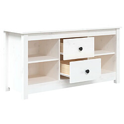 Acheter Maison Chic Meuble TV scandinave - Banc TV pour salon Blanc 103x36,5x52 cm Bois de pin massif -MN17850