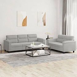 Maison Chic Ensemble de canapés 2 pcs coussins, Canapé droit Sofa pour Salon gris clair tissu microfibre -GKD109272