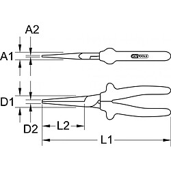 KS TOOLS 117.1280 Pince à bec rond isolée, L.200 mm