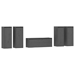 vidaXL Meubles TV 5 pcs Gris Bois massif de pin