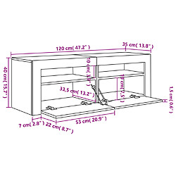 vidaXL Meuble TV avec lumières LED gris béton 120x35x40 cm pas cher