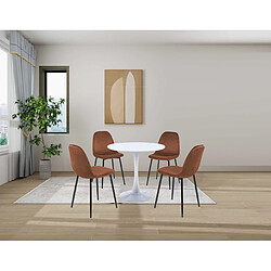 Hooma Lot de 4 chaises scandinaves confortables en velours et métal - Marron