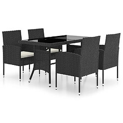 Salle à dîner de jardin 5 pcs,Table et chaise à manger Résine tressée Noir -MN92065