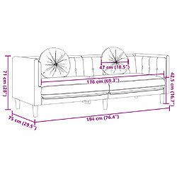 vidaXL Canapé à 3 places avec coussins marron similicuir daim pas cher