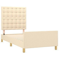 Avis vidaXL Cadre de lit sans matelas avec tête de lit crème 90x190cm tissu