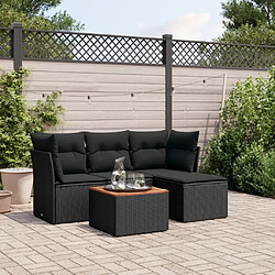 Maison Chic Salon de jardin 5 pcs avec coussins | Ensemble de Table et chaises | Mobilier d'Extérieur noir résine tressée -GKD11428