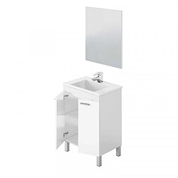 Dansmamaison Meuble sous vasque 60 cm + vasque + miroir Blanc - TICLY pas cher