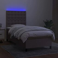 Acheter Maison Chic Lit adulte- Lit + matelas,Sommier à lattes de lit et matelas et LED Taupe 100x200cm Tissu -GKD60086