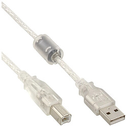 Câble USB 2.0, InLine®, A à B, transparent, avec noyau magnétique, 0,3m