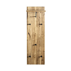 Pegane Garderobe murale, Patère murale en bois coloris chêne huilé et métal noir -longueur 30 x profondeur 20 x hauteur 100 cm