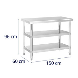 Helloshop26 Table de travail inox - 100 x 60 x 5 cm - 185 kg - 2 tablettes 14_0007332 pas cher