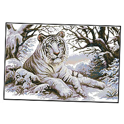 Kits De Point De Croix Estampé Et Compté - Tigre Blanc 11ct 65x45cm