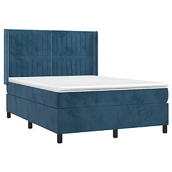 Avis Maison Chic Lit Adulte - Lit simple Lit à sommier tapissier et matelas moelleux - Meuble de Chambre - Bleu foncé 140x200cm Velours -MN46728